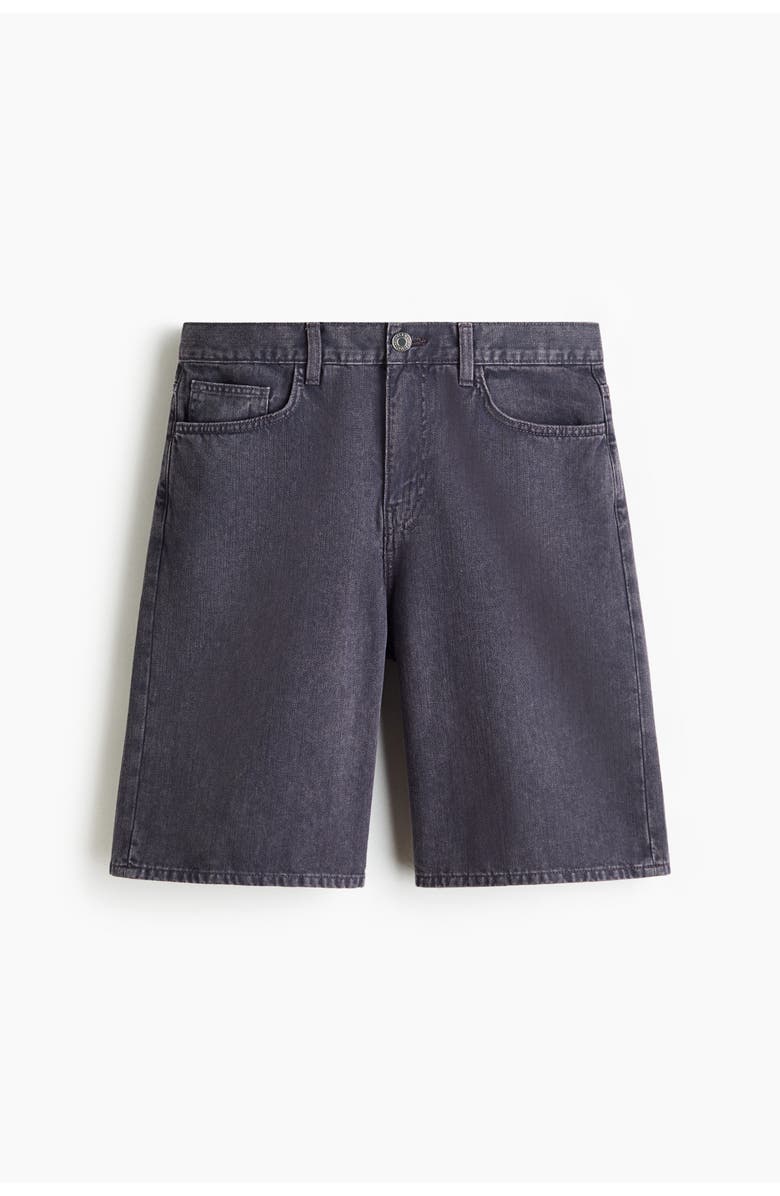 H&M Relaxed Denim Shorts, Main, color, Dark Lilac