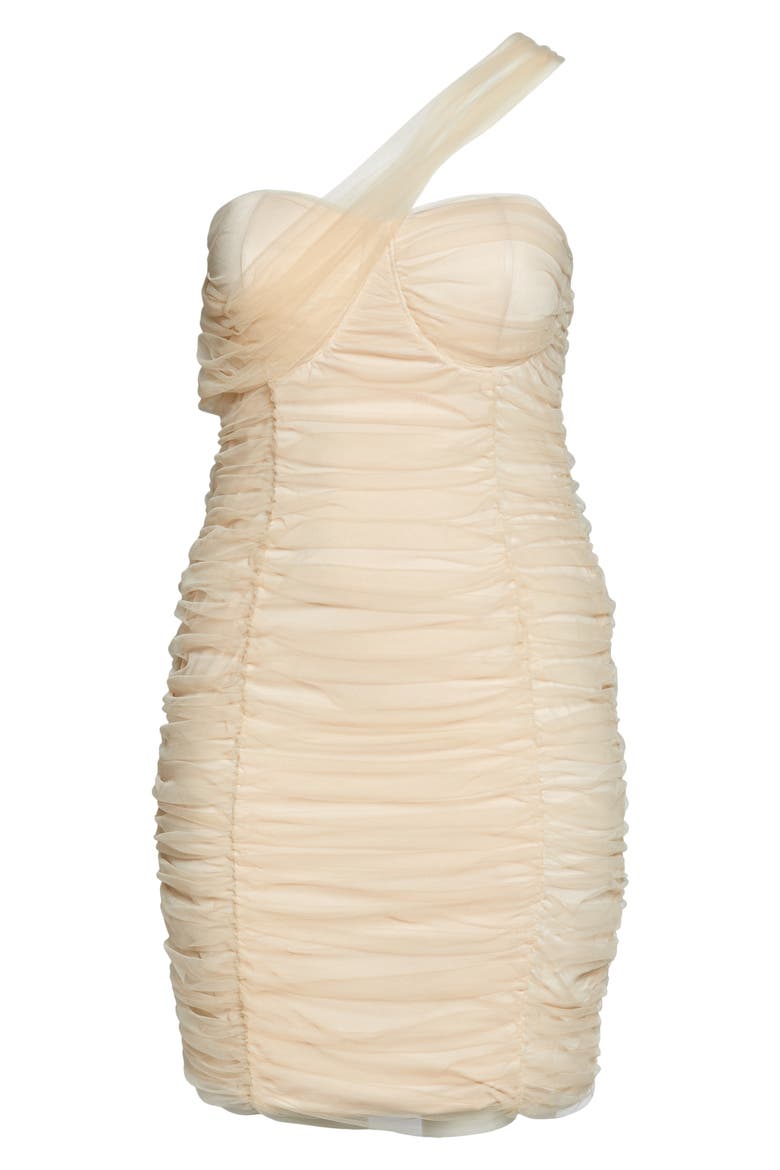Ruched Off the Shoulder Sheath Dress, Alternate, color, CHAMPAGNE