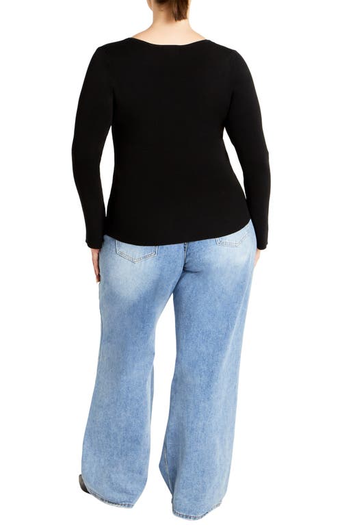 City Chic Brooklyn Rib Sweater In Black