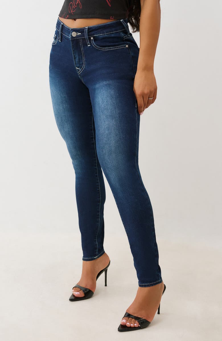 True Religion Jennie Mid Rise Skinny Jeans, Alternate, color, Dark Mahogany Wood Wash