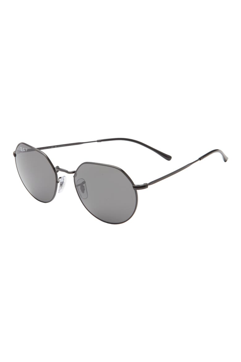 Jack 55mm Polarized Irregular Sunglasses, Alternate, color, BLACK