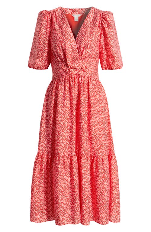 CASLONR CASLON(R) TWIST DETAIL ALLOVER PRINT MIDI DRESS