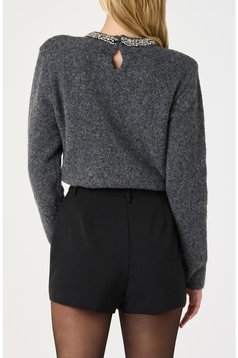 Embellished Collar Crewneck Sweater, Alternate, color, CHARCOAL GREY