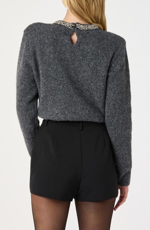 Astr The Label Embellished Collar Crewneck Sweater In Gray