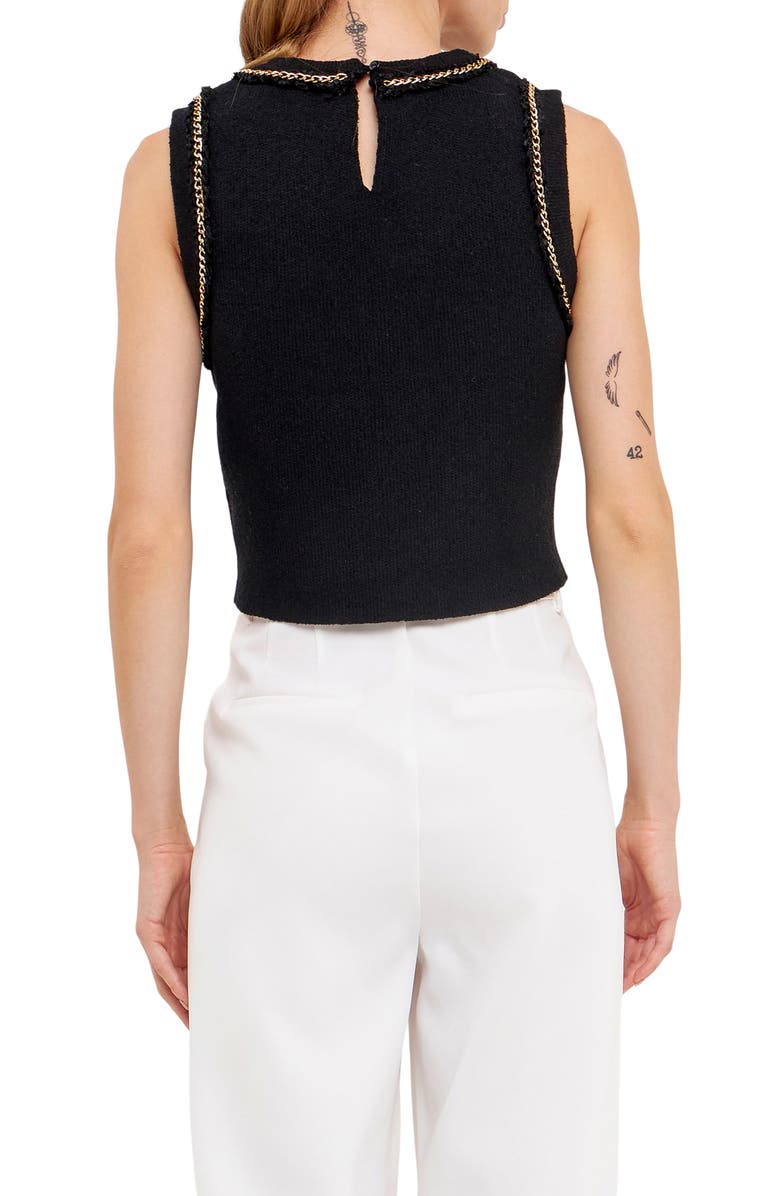 Endless Rose Chain Trim Sleeveless Crop Sweater, Alternate, color, 