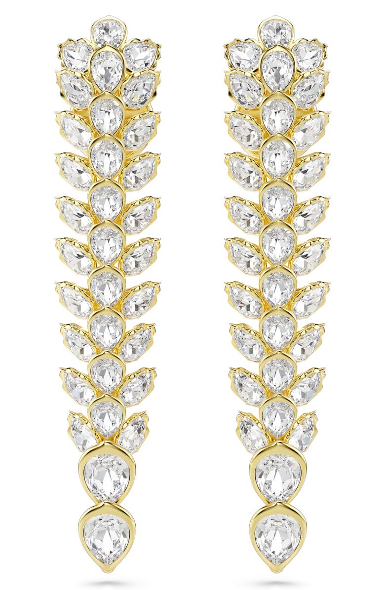 Swarovski Idyllia Long Crystal Drop Earrings, Alternate, color, Gold/ Crystal