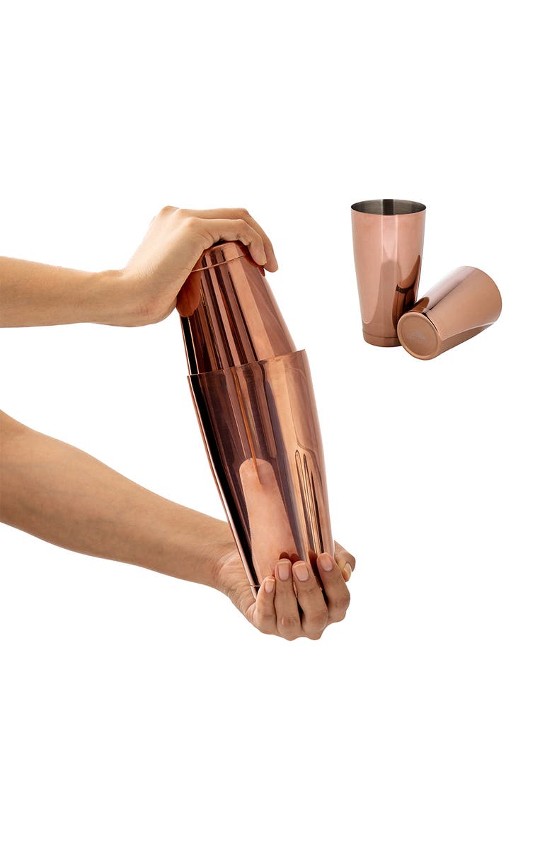A Bar Above Antique Copper Boston Cocktail Shaker Set, Weighted, Main, color, Antique Copper