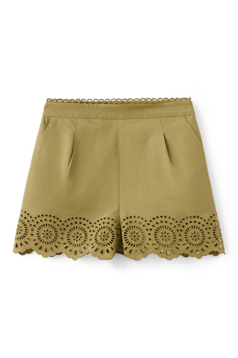 Eyelet Embroidery High Waist Shorts, Alternate, color, GREEN