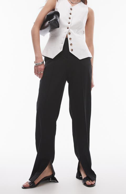 Slit Hem Straight Leg Pants