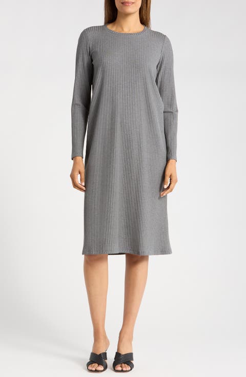 Long Sleeve Rib Dress (Regular & Petite)