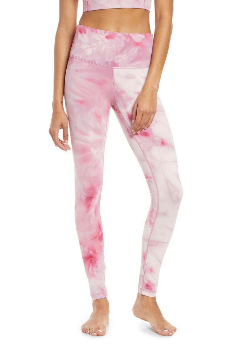 Spray Dye High Waist Leggings, Main, color, BURGUNDY BEAUTY- PURPLE FAIR