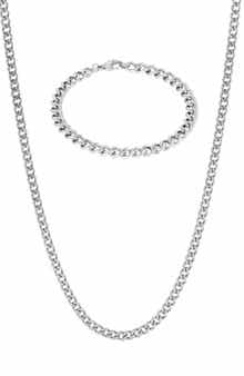 Adornia Men's Curb Chain Bracelet & Necklace Set