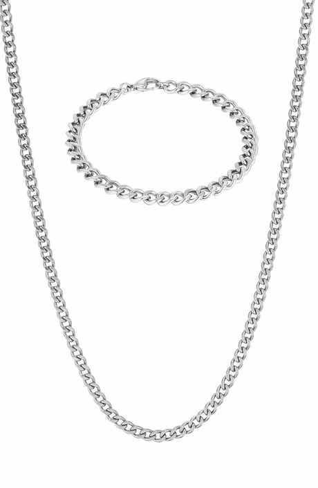 Adornia Men's Curb Chain Bracelet & Necklace Set