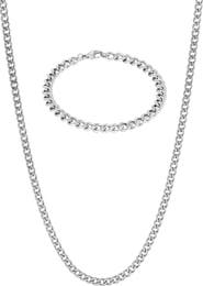Adornia Men's Curb Chain Bracelet & Necklace Set