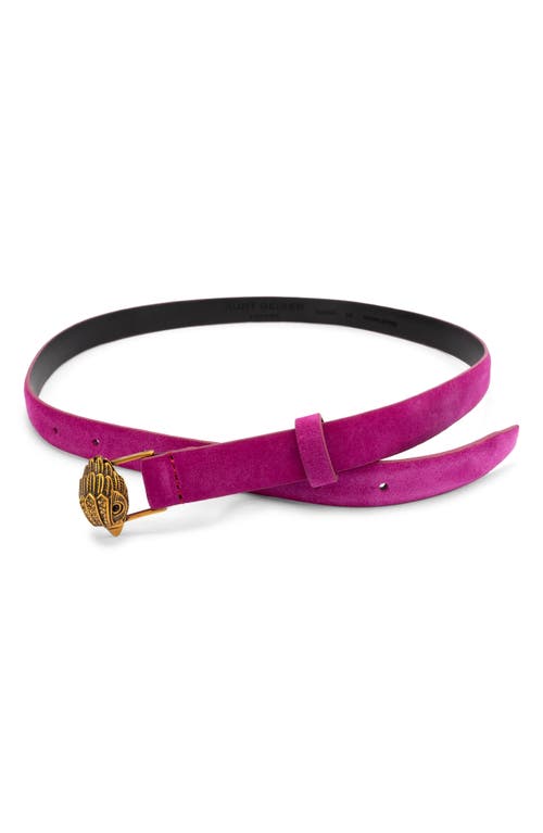 Kurt Geiger London Eagle Buckle Suede Belt In Pink