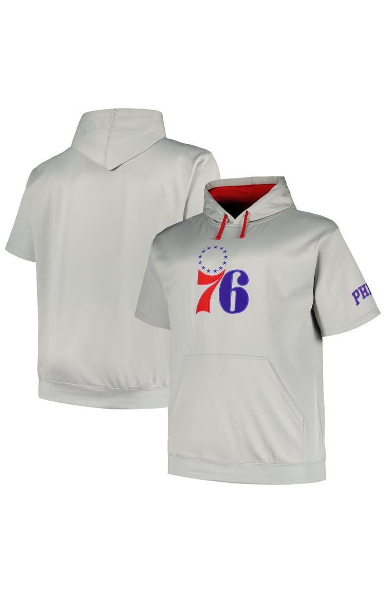 FANATICS Men's Fanatics Branded Silver Philadelphia 76ers Big & Tall Logo Pullover Hoodie, Main, color, Silver