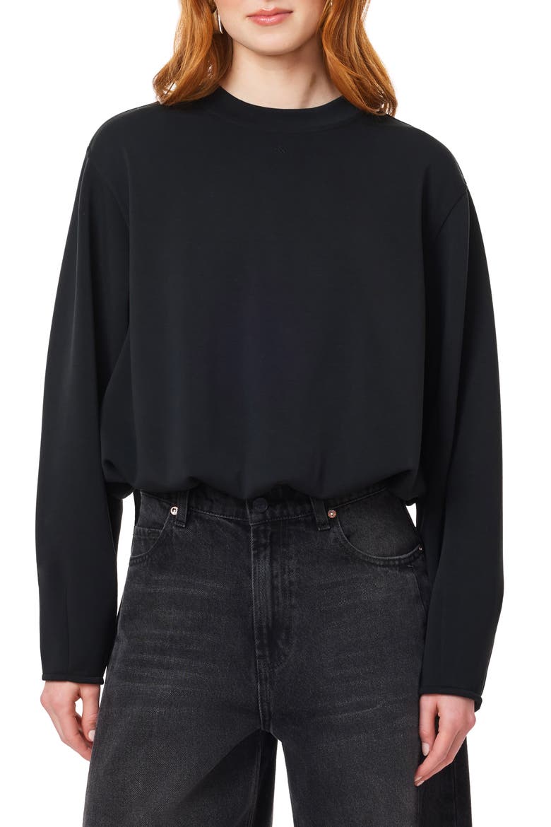 Bubble Hem Crewneck Sweatshirt, Main, color, BLACK NIGHT