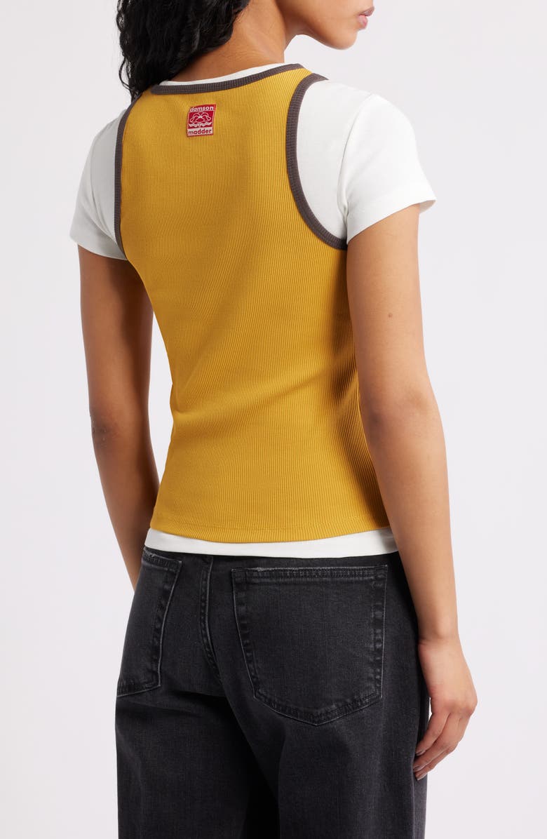 Damson Madder Manon Layered Organic Cotton T-Shirt, Alternate, color, Yellow