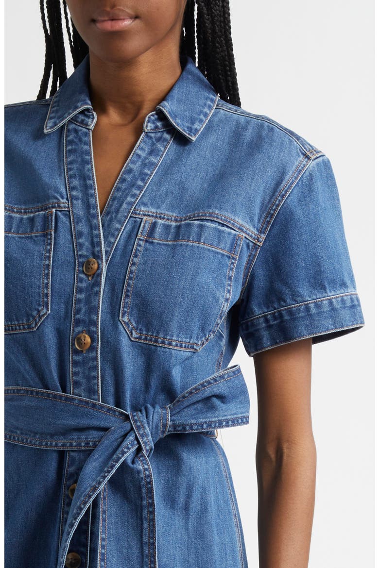 Tabby Belted Denim Shirtdress, Alternate, color, CORNFLOWER
