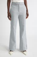 ST. JOHN Houndstooth Stretch Cotton Flare Leg Pants