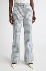 ST. JOHN Houndstooth Stretch Cotton Flare Leg Pants