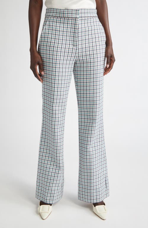 St John St. John Collection Houndstooth Stretch Cotton Flare Leg Pants