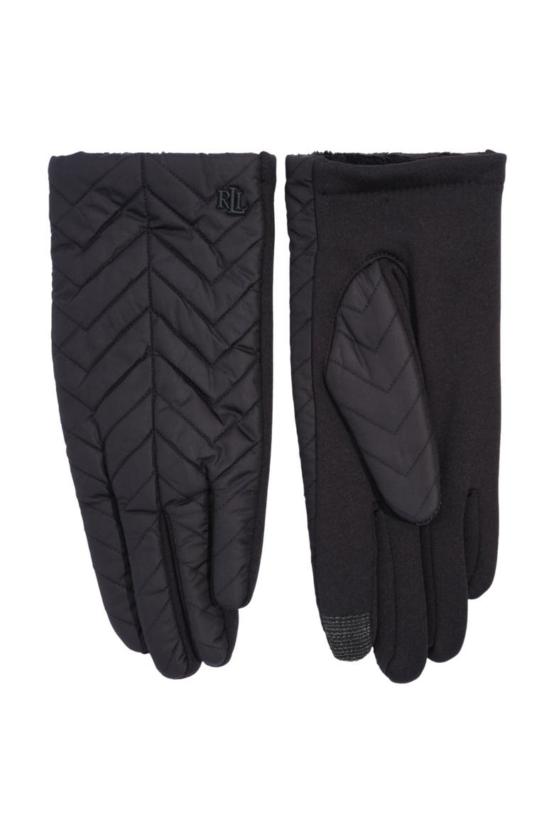 Chevron Quilted Glove, Alternate, color, Black