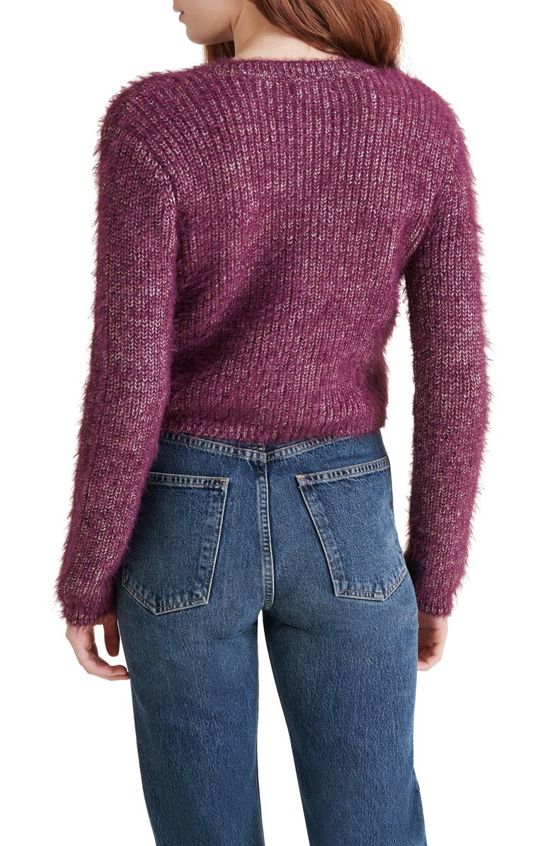 Steve Madden Maribelle Fuzzy Cardigan, Alternate, color, Aubergine