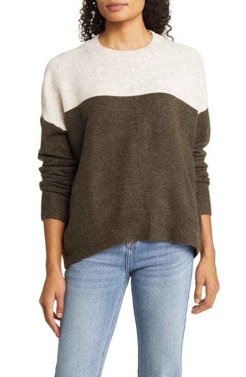 Extended Shoulder Colorblock Sweater