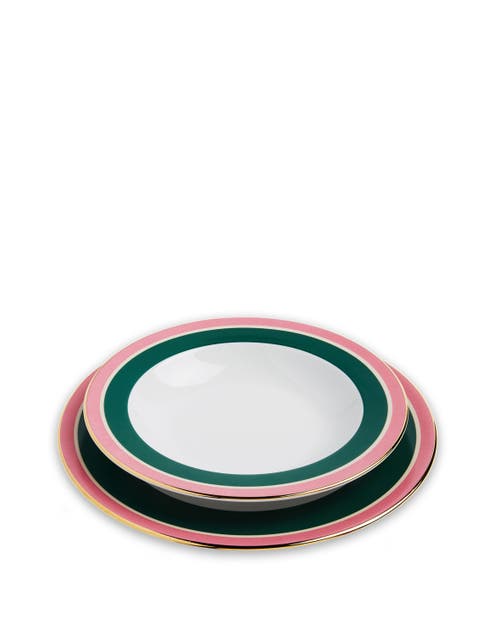 LA DOUBLEJ LA DOUBLEJ SOUP AND DINNER PLATES SET OF 8 RAINBOW MIX