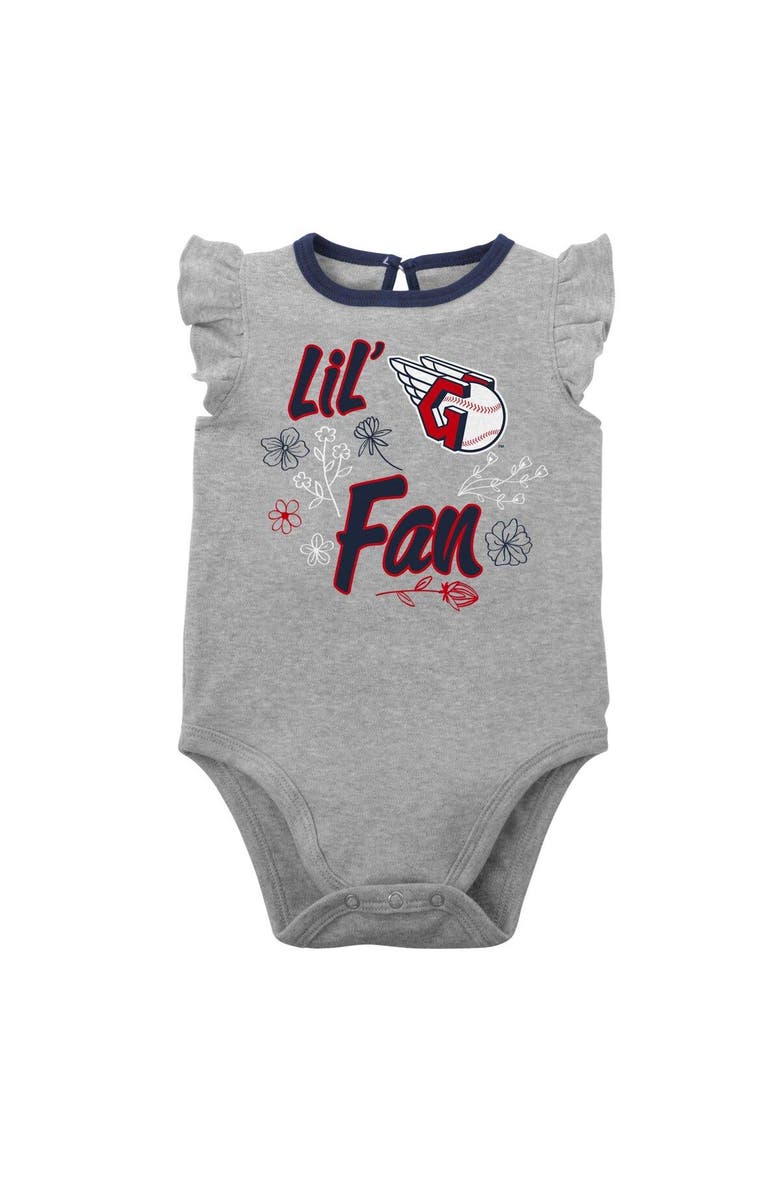 Outerstuff Infant Navy/Heather Gray Cleveland Guardians Little Fan Two-Pack Bodysuit Set, Alternate, color, Navy