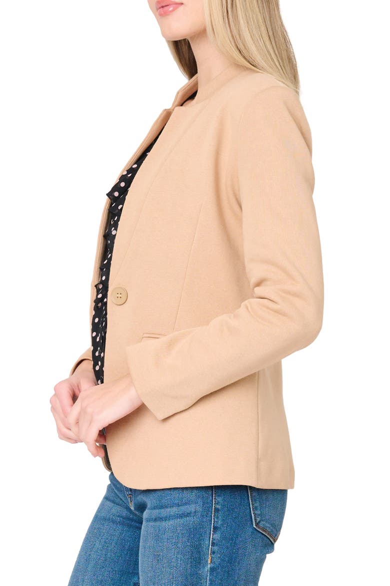 Inverted Notch Collar Cotton Blend Knit Blazer, Alternate, color, CAPPUCCINO