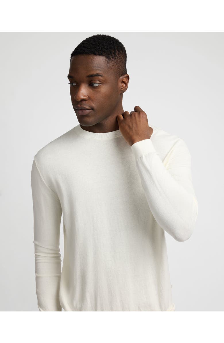 Onia Fine Cotton Knit Long Sleeve Crewneck Sweater, Alternate, color, Egret