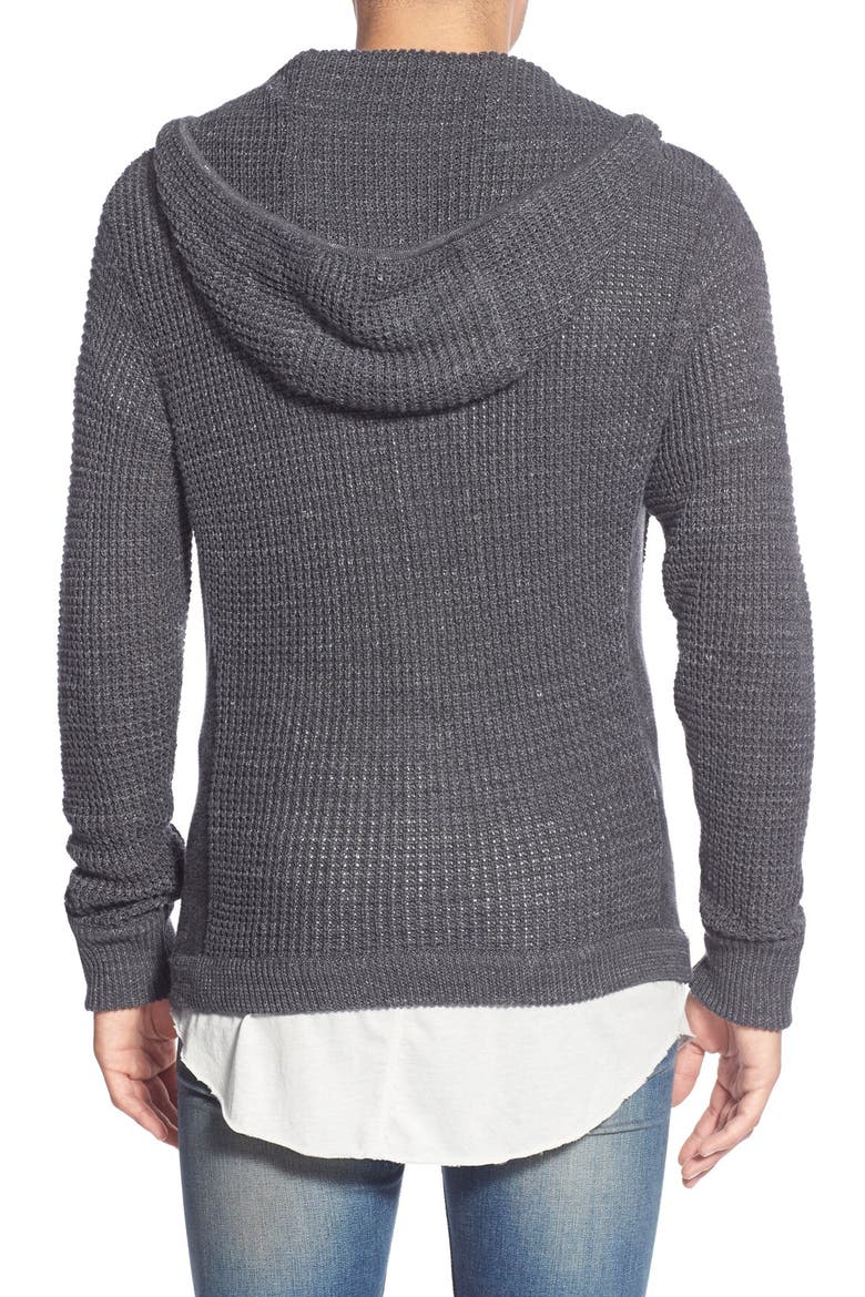 Treasure&Bond Hooded Zip Front Sweater, Alternate, color, GREY KAPOK