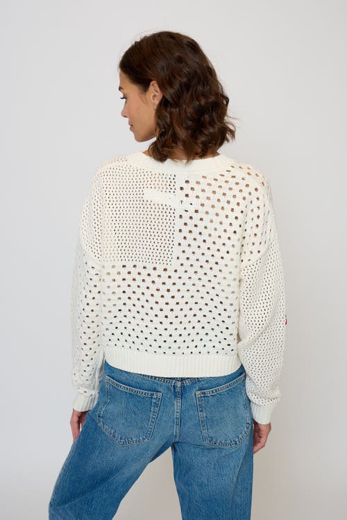 Central Park West Darcy Open Stitch Embroidered Cardigan In White