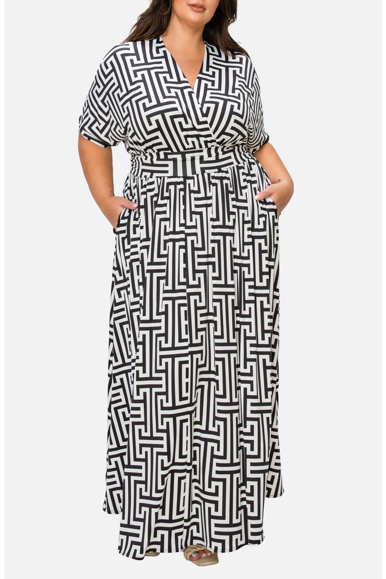 Katsia Empire Waist Maxi Dress, Main, color, BLACK IVORY