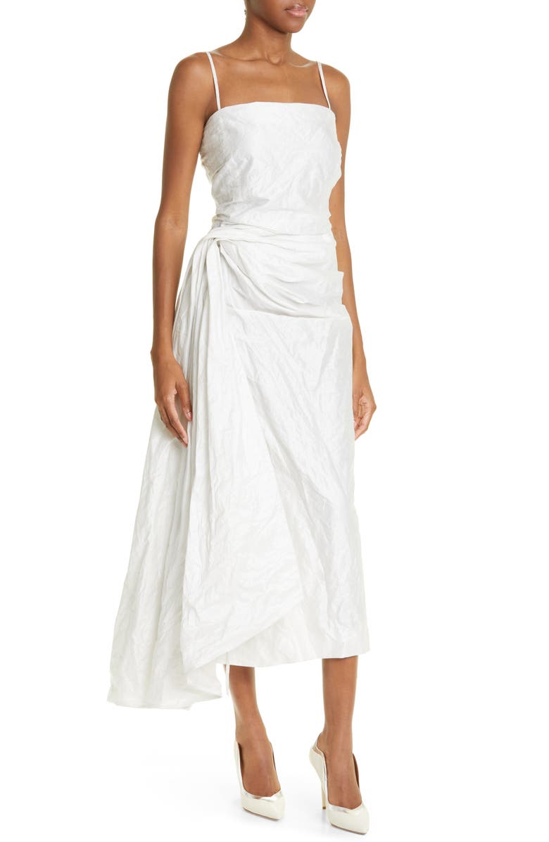 Jason Wu Collection Metallic Ruched Crinkled Cotton Blend Cocktail Dress, Alternate, color, 