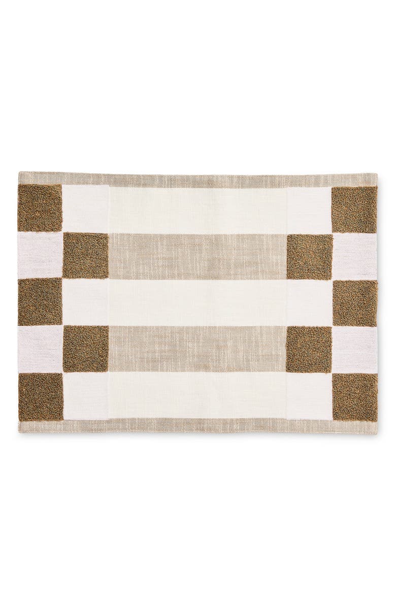 MACKENZIE CHILDS Flax Checks & Stripes Set of 4 Placemats, Main, color, Beige
