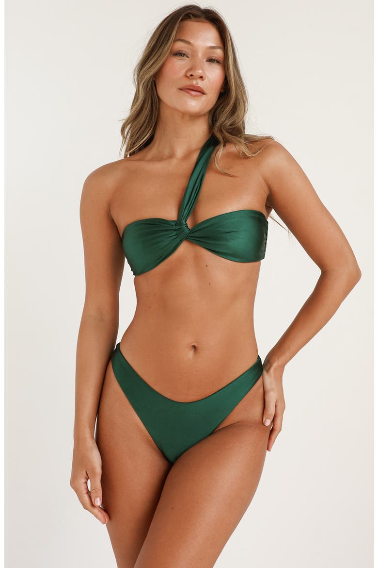 Frankie Asymmetrical Bandeau Bikini Top, Main, color, Hunter
