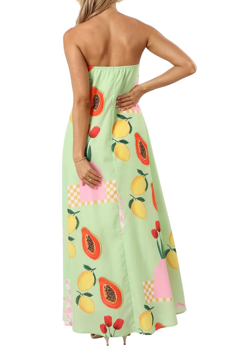 Piccolo Fruit Print Strapless Maxi Dress, Alternate, color, GREEN PAPAYA