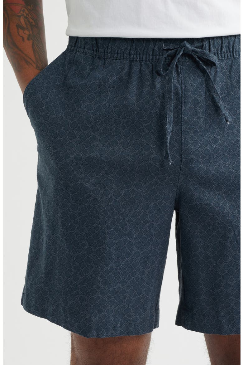 Linen Blend Shorts, Alternate, color, NAVY ECLIPSE GEO