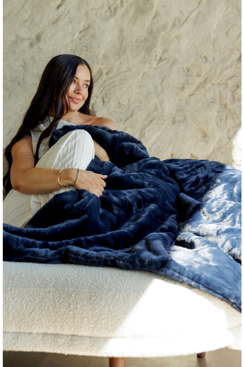 Plush Night Sky Blanket, Alternate, color, Blue