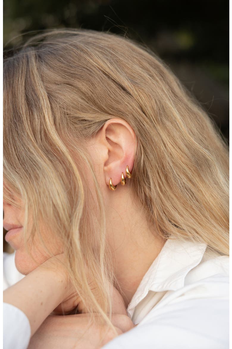 14kt Gold Vermeil Mini Graduated Hoop Earrings, Alternate, color, Yellow Toned Gold