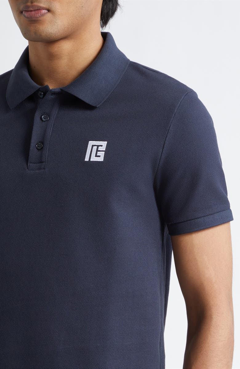 Balmain Embroidered Logo Cotton Polo, Alternate, color, Siv Navy/ White