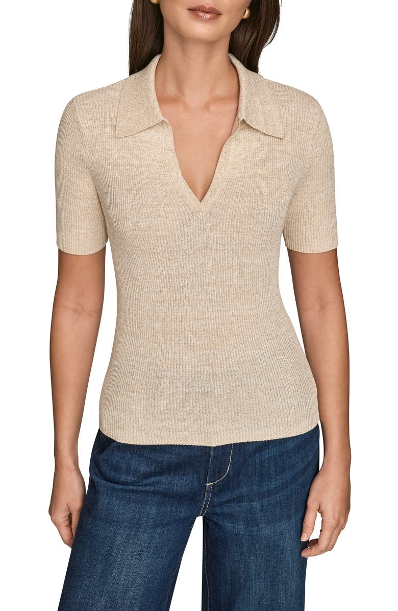 Donna Karan New York Metallic Collar Sweater, Main, color, Cream/ Gold