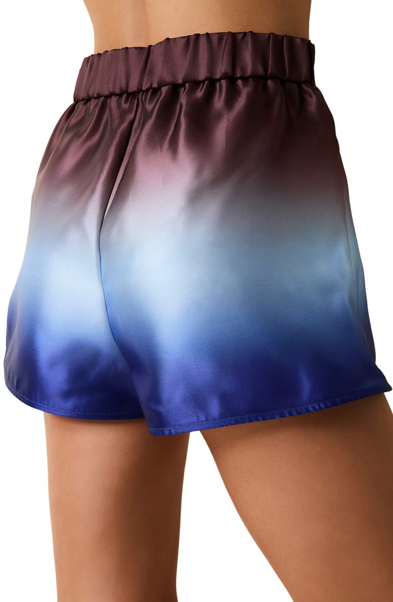 Solid & Striped The Emery Ombré Colorblock Satin Shorts, Alternate, color, Twilight / Raisin Brown