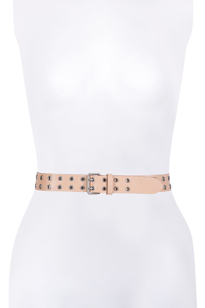 Leather Grommet Belt, Alternate, color, BLUSH PINK