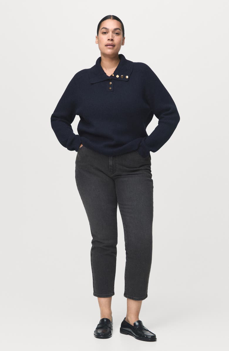 MANGO Claudia Crop Slim Fit Jeans, Alternate, color, Black Denim