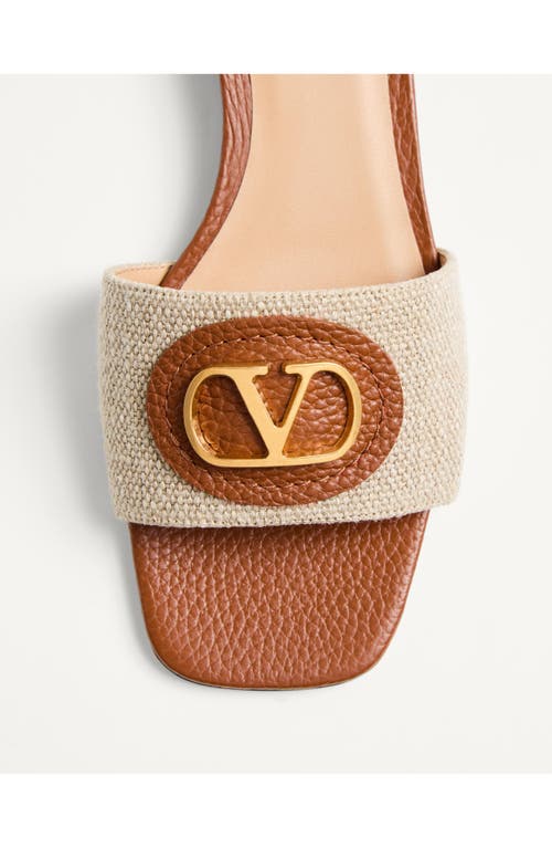 Valentino Vlogo Embellished Textured-leather And Canvas Slides In Natural Multi