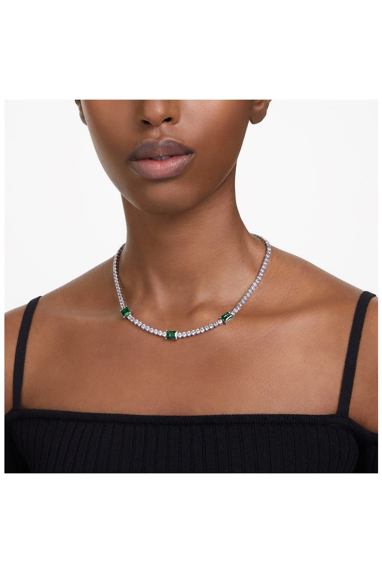 Matrix Crystal Tennis Necklace, Alternate, color, GREEN